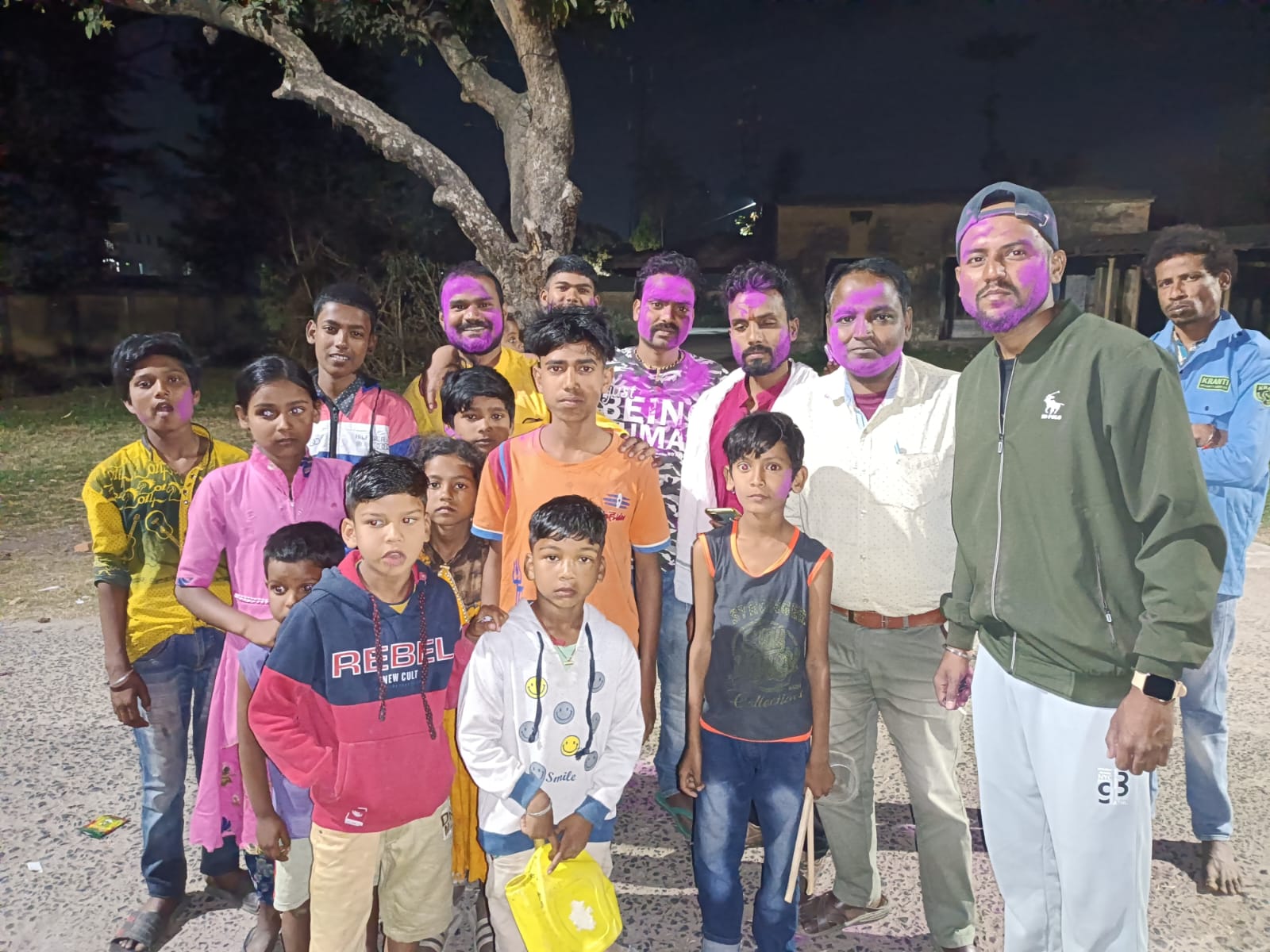 holi with poor children